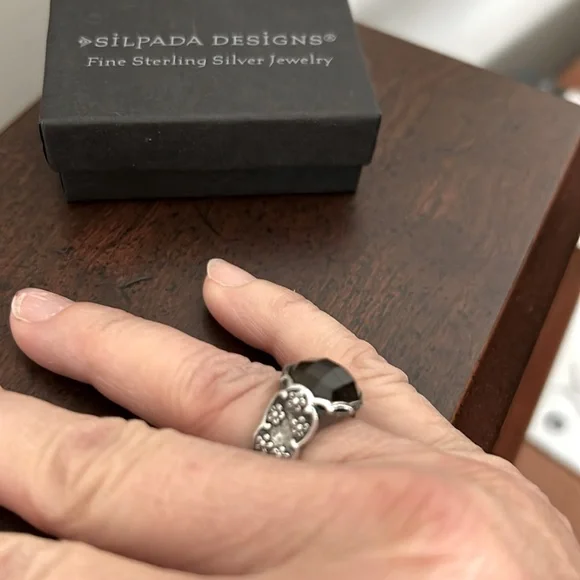 Silpada Sterling silver R2307 Faceted Smokey Brown Glass stone Size 6 - Picture 4 of 5